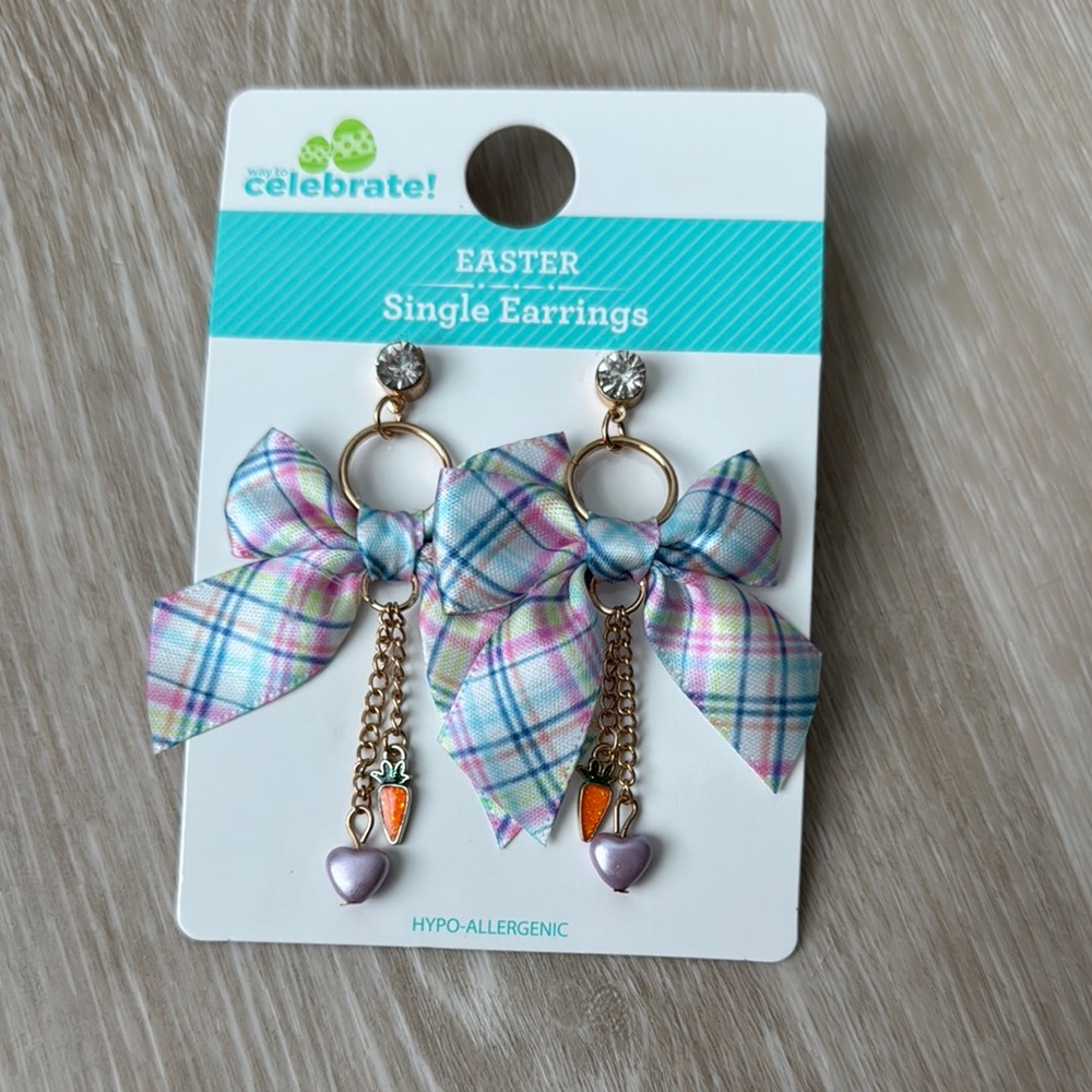 Easter Plaid Bow Earrings